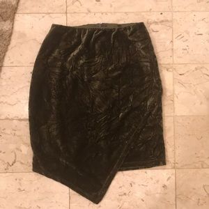 Velvet dark green envelope skirt